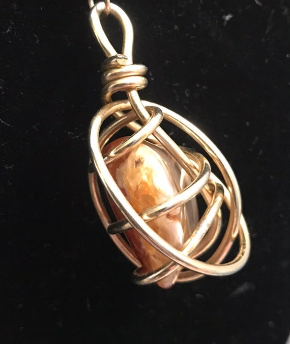 Wire wrapped Agate stone pendant necklace - image 8