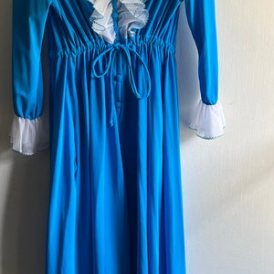 1970-1980s vintage blaues Kleid mit weißem Kragen