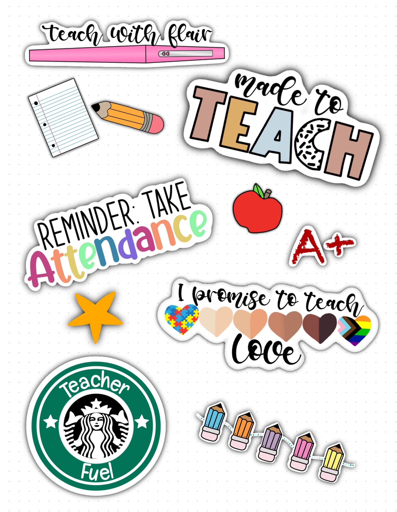 Teacher Stickers  Teaching Digital Stickers Bundle