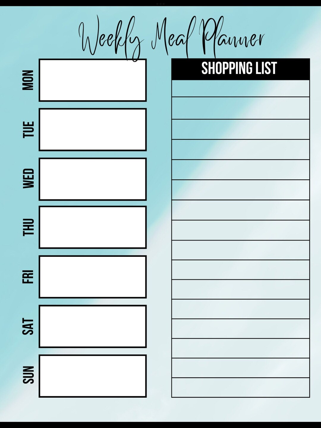 Weekly Meal Planner Template - Etsy