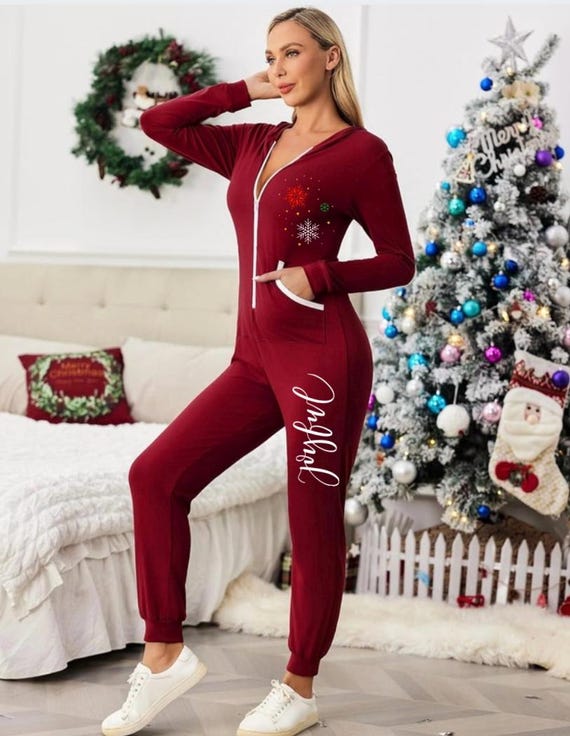 Jumpsuit Womens Xmas Onesie Women's Christmas Onesie Jumpsuit Cozy