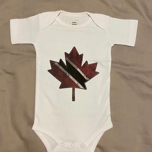 Canada/Trinidad onesie, Canadian flag, Trinidad, trinicanadian, cultural onesie, trini onesie, made In Canada onesie, maple leaf onesie
