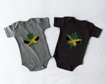 Jamaican Canadian onesie, canadian flag, Jamaican flag, Jamaican, canadian, proud, Canada flag, baby onesie, custom Jamaican flag onesie