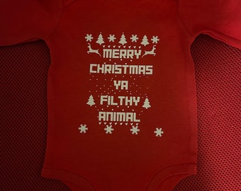 Merry Christmas ya filthy Animal, home alone, home alone themed, Christmas onesie, Christmas baby onesies, kids Christmas custom clothes,