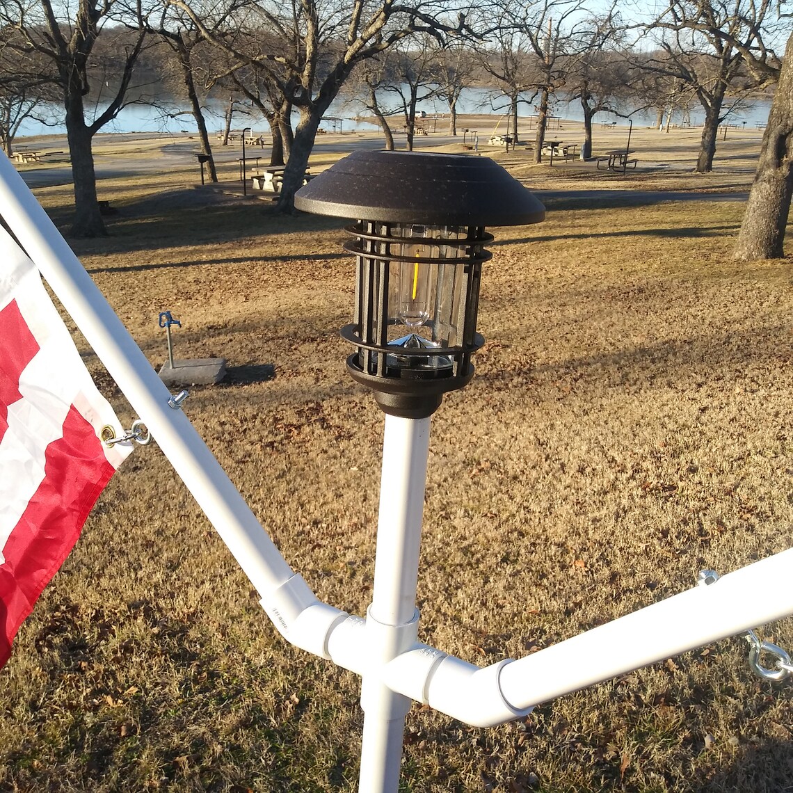 1 Inch RV Camping Light Rotating Heavy PVC Double Flag Pole Main Base