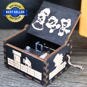 Super Mario Bros Music Box Wood Handmade Manual Crank Engrave Personalized Gifts Customizable Paper Mario Music Box Arcade Game Gift Ideas