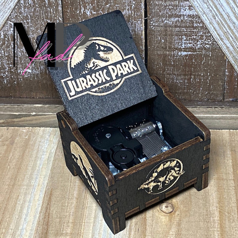 JURASSIC PARK Music Box Wind up Handmade Wooden Automatic Etsy