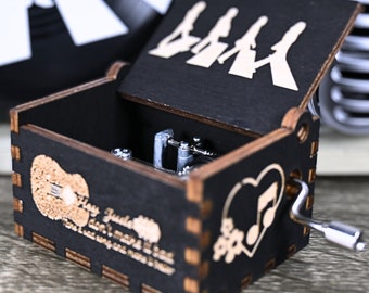 Hey Jude Music Box | The Beatles Music Boxes | Custom Handmade Wooden Manual Crank | Birthday Wedding Engagement Bridal Baby Shower Gift