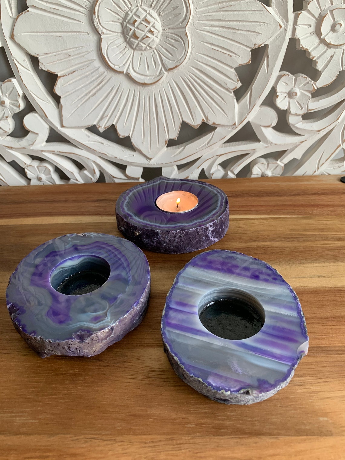 Agate Geode Candle Holders Etsy