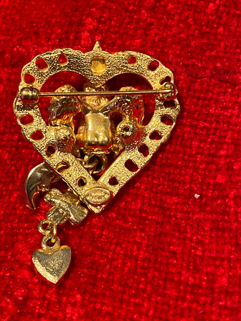 Kirk\u2019s Folly Celestial Cherub and heart Brooch