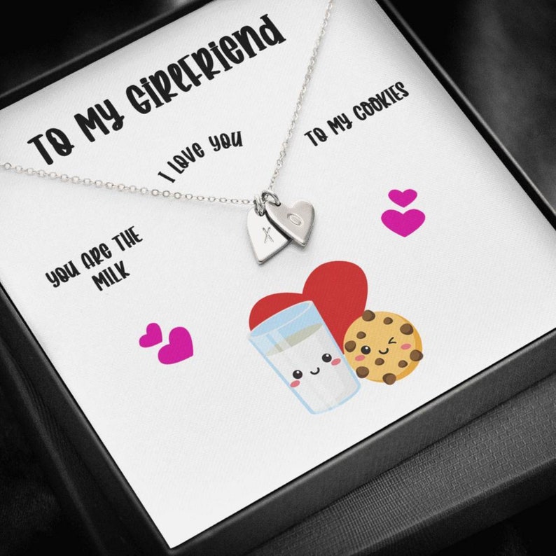 Custom Heart Stamped Necklace for Girlfriend Custom Necklace for Wife Custom Necklace for Partner Cookies Milk Necklace