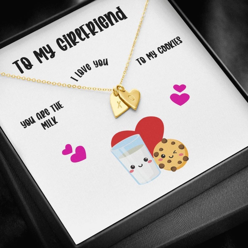 Custom Heart Stamped Necklace for Girlfriend Custom Necklace for Wife Custom Necklace for Partner Cookies Milk Necklace