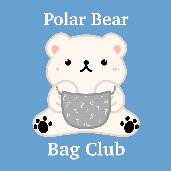 Polar Bear Bag Club - mystery cotton drawstring project bag preorder - knitting crochet