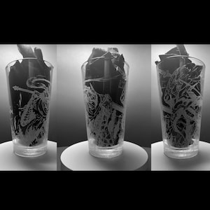 Undead Warrior Vs Dragon Slayer- Laser Engraved Pint Glass
