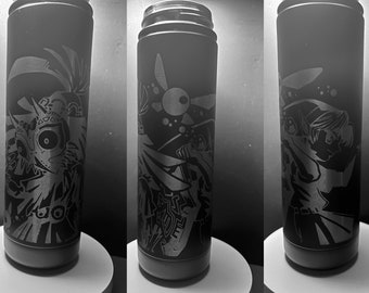 Skeleton Boy Vs. Hero Boy - Laser Engraved Water Bottle -