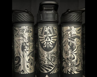 Princess and Hero - Laser Engraved Water Bottle -