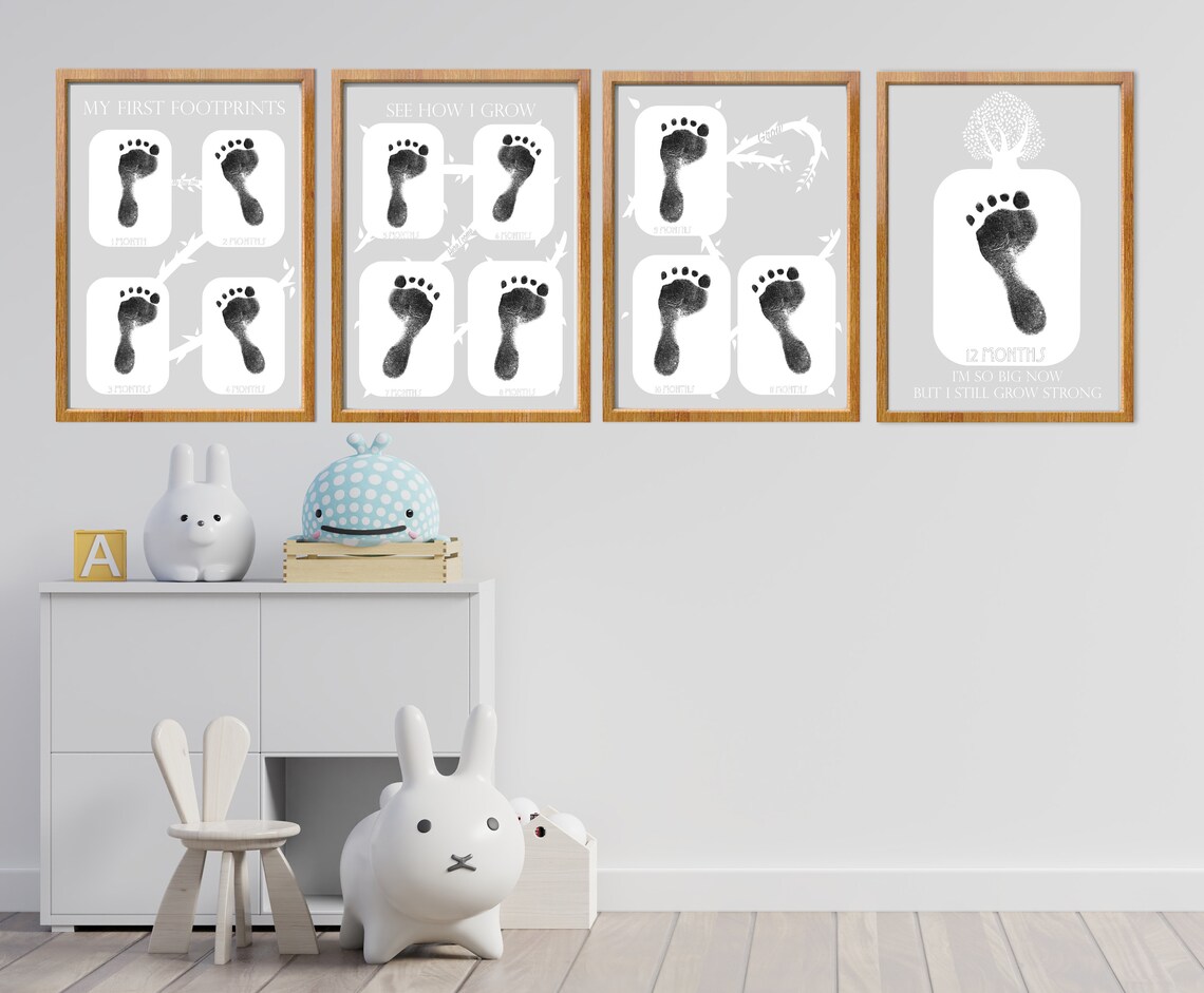 Baby footprint kit with ink pad A4 unframed prints Gift box Etsy