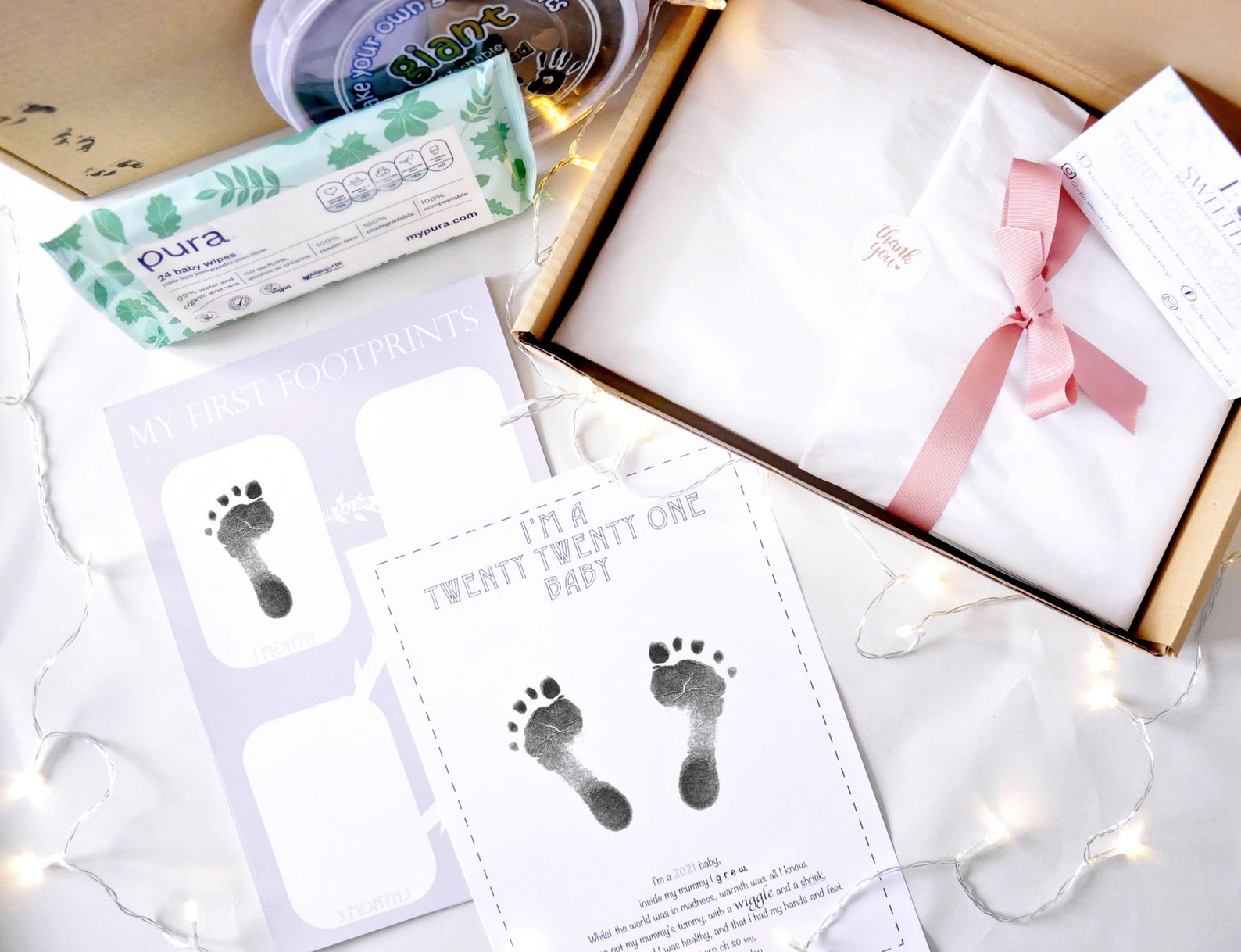 Baby footprint kit with ink pad A4 unframed prints Gift box Etsy