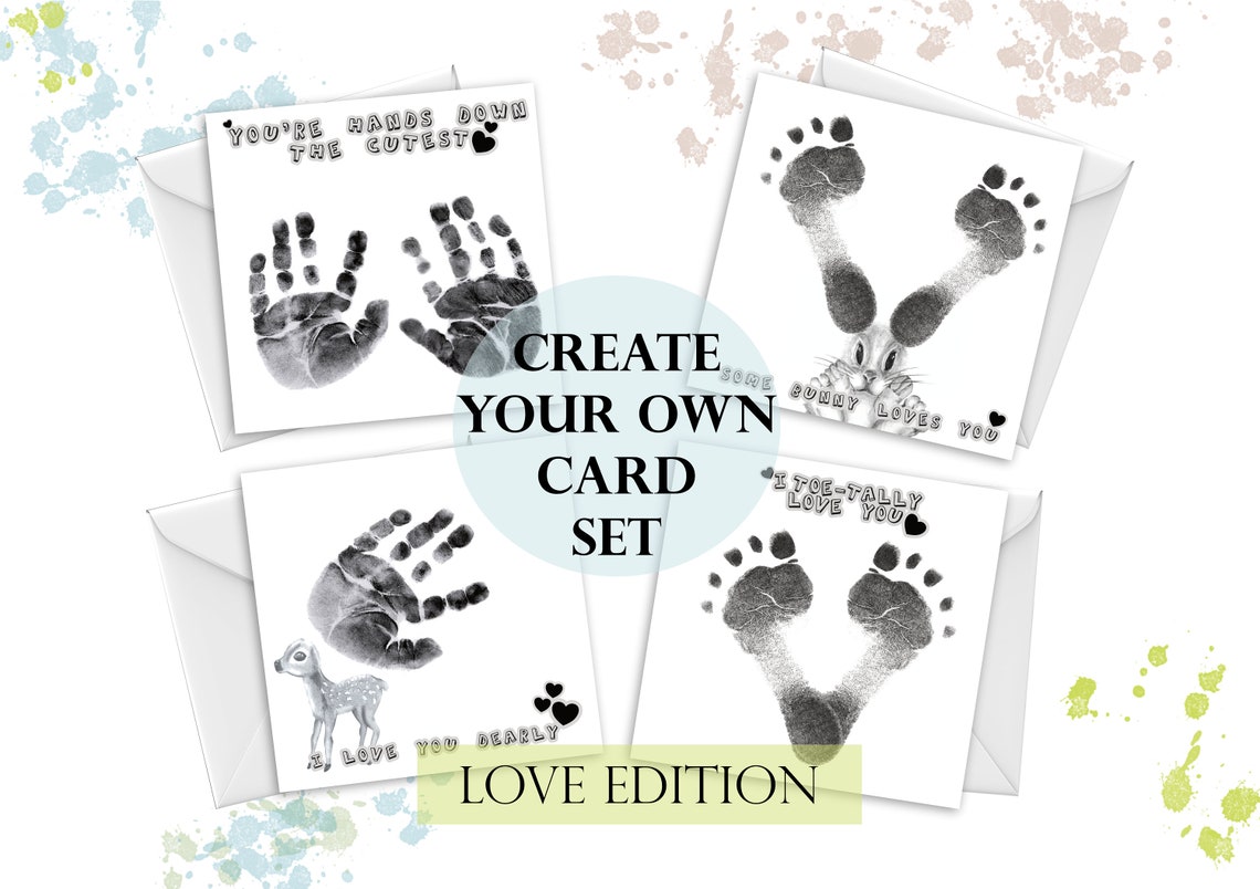 Baby footprint greeting card making set handprint keepsake Etsy