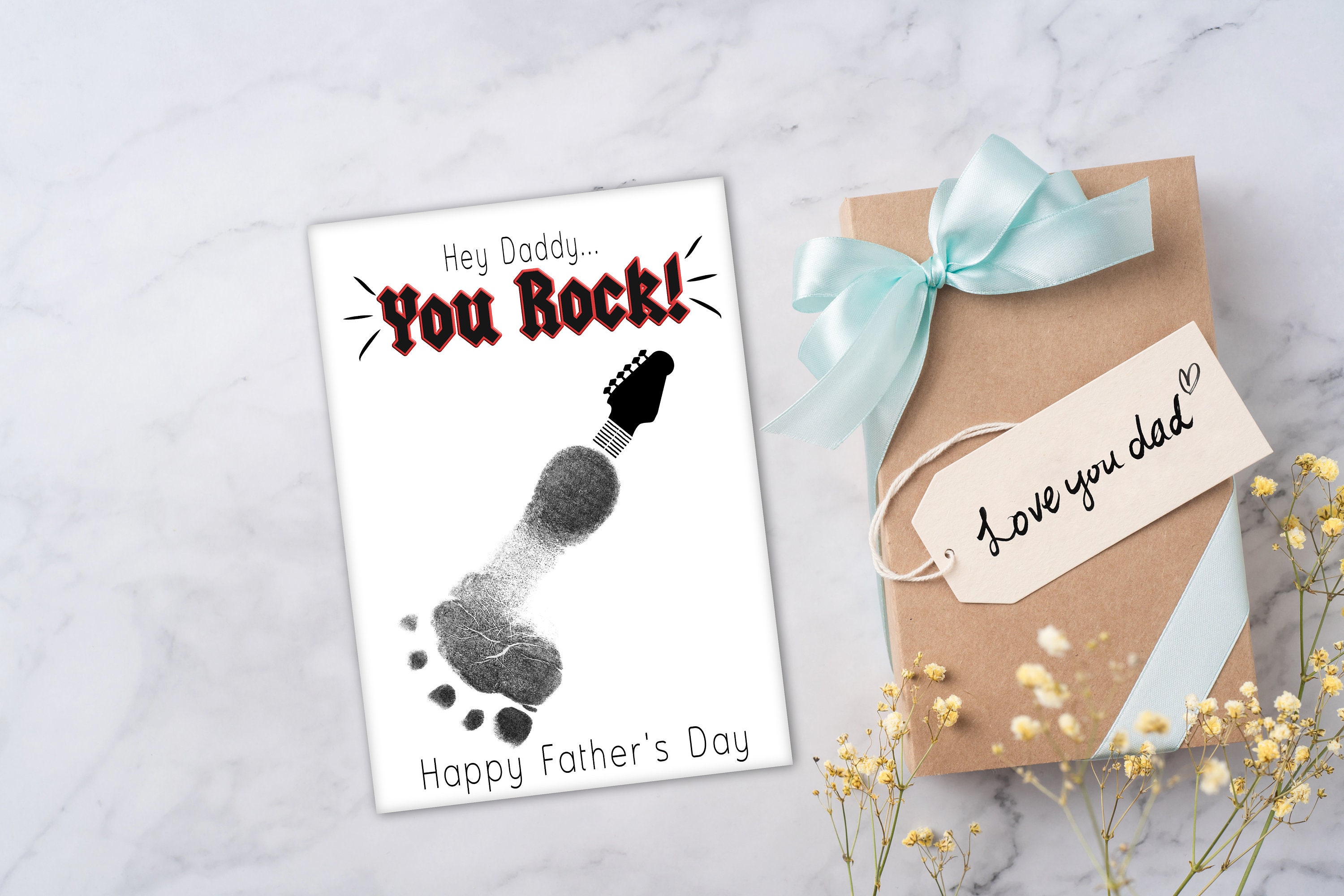 Daddy Baby footprint template Fathers day digital download | Etsy