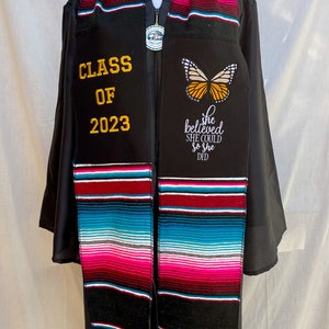 Mexican Graduation Sarape Sash, Class of 2024 first generation, embroidered sarape sash, Graduation Stole