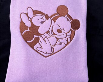 Pink Disneyland Sweatshirt, Embroidered Mickey and Minnie Mouse