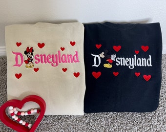 Couple Disney Matching Sweatshirt, Valentines Disneyland sweatshirt, inspired Disney sweethearts nite matching Minnie and Mickey sweatshirt