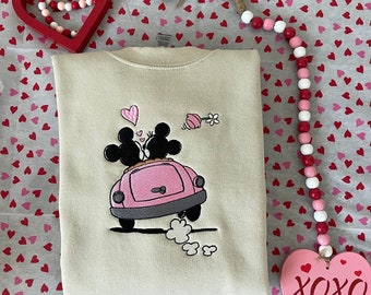 Minnie Mickey Love Sweatshirt, Disney valentines couple sweatshirt, sweethearts nite matching couple sweater, Disney Embroidered Sweatshirt