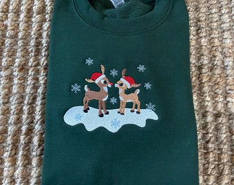 Rudolph and Clarice Christmas Sweatshirt, Unisex Holiday Sweater
