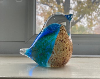 Oiseau bleu du bonheur - Verre soufflé à la main