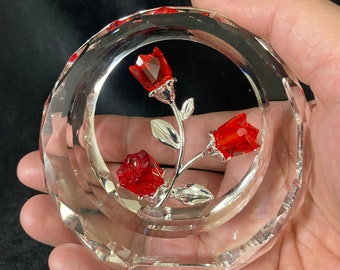 Sparkling Red Crystal Rose Hand Crafted by Bjcrystalgifts Using