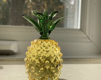 Golden Pineapple - Faceted Crystal / Hand Blown Glass