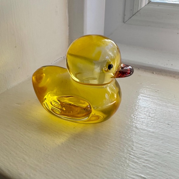 Hand Blown Glass, Yellow Duckling