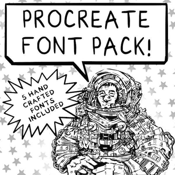 Procreate Comic style fonts Typography Handwritten Fonts Type 5 Included for IPad