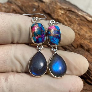 Amazing Rich Blue Labradorite - Turquoise Earring, 925 Sterling Silver Earring, Handmade Jewelry Earring, Long Earring, Statement Earring