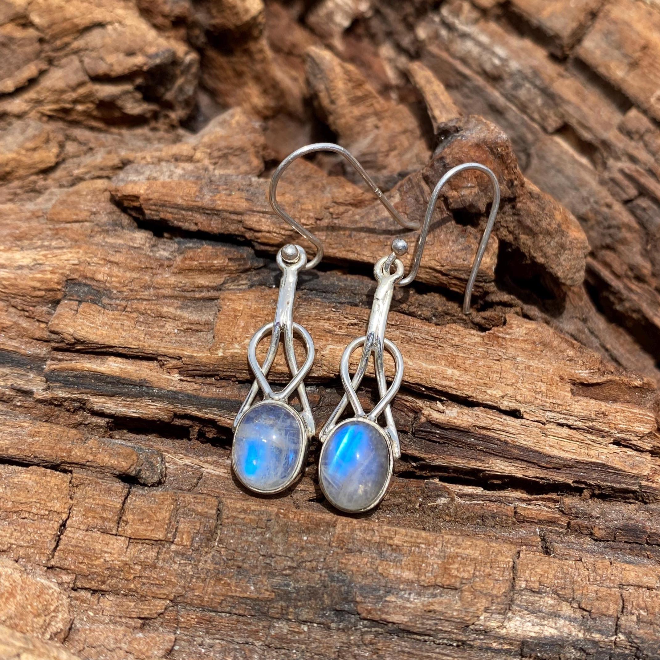 Geourgose Mondstein Ohrring, Baumeln Ohrring, Handgemachte Edelstein Ohrring, 925 Sterling Silber Ohrring, Juni Birthstone Ohrring, Für Geschenk