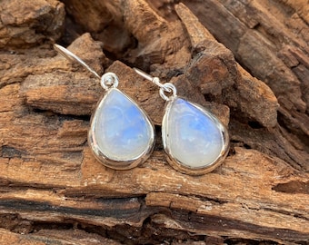 Natürliche Mondstein Ohrringe: 925 Sterling Silber