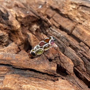 Genuine Tourmaline Ring: 925 Sterling Silver Crystal Statement Ring