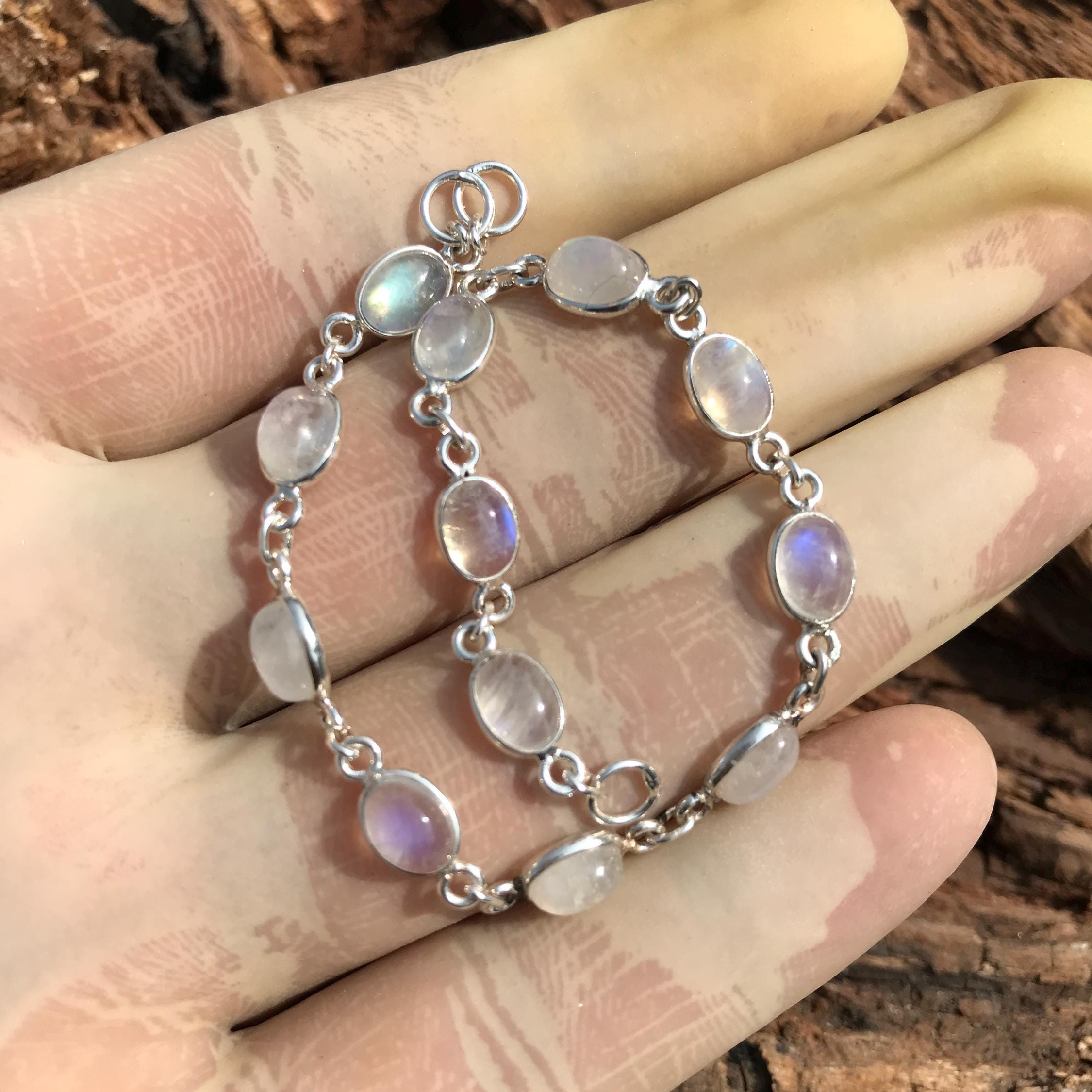 Bracciale in argento sterling 925 con pietra di luna Bracciale in argento sterling 925 con pietra di luna