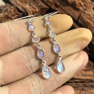 Orecchini A Punto In Argento 925 Con Labradorite Naturale Blu - Fatti A Mano - India