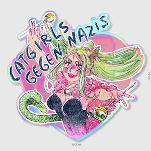 Catgirls contro i nazisti - adesivo olografico