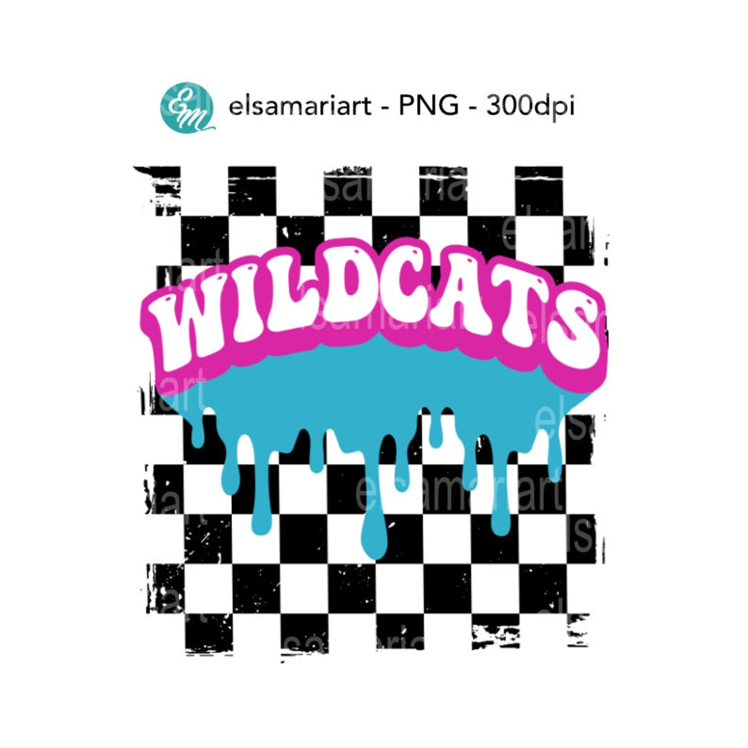 Checkered Wildcats, PNG Files, T Shirt Design, Wildcats Mascot, Retro