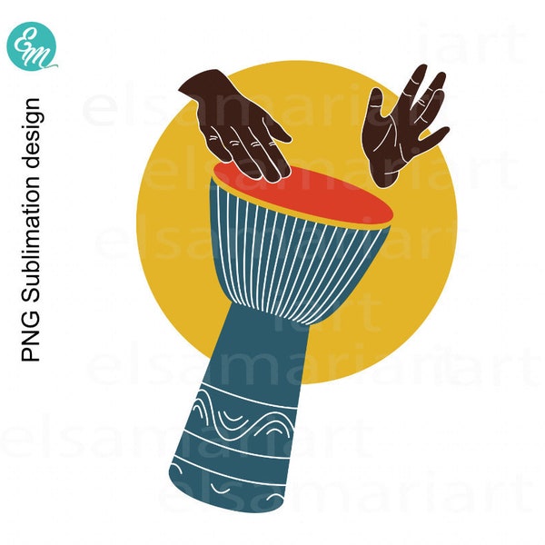 African Drum djembe PNG clipart sublimation design download