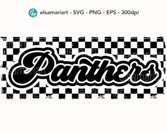 Panthers checkered PNG t-shirt design school spirit mascot groovy retro sublimation download