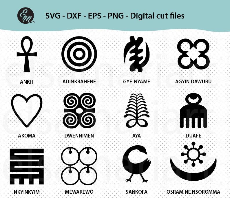 African Adinkra Symbols Gye Nyame Ankh Svg Cut Files Clipart Etsy Canada