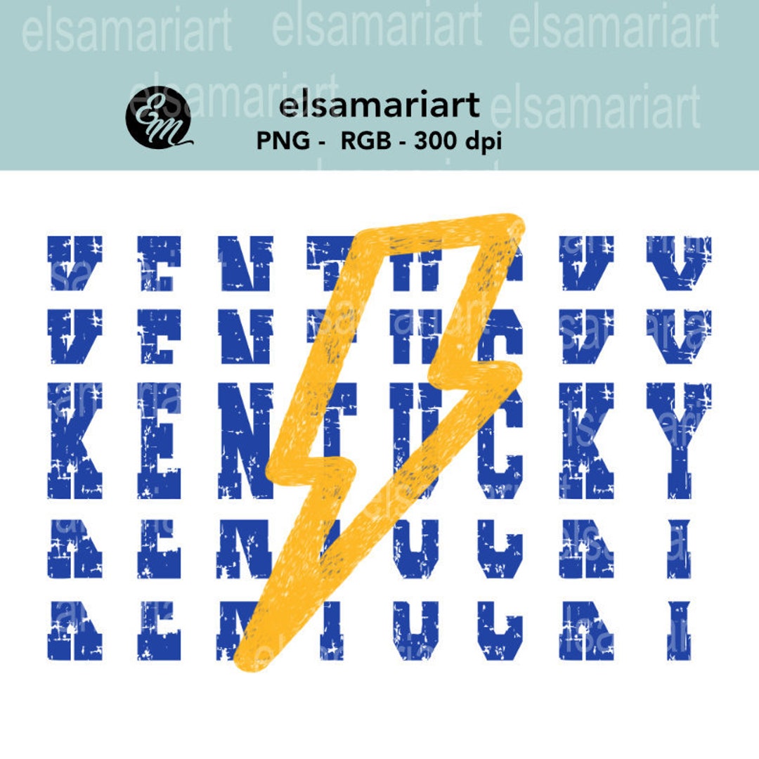 Kentucky Lighting Bolt PNG Stacked KY Distressed Sublimation Etsy