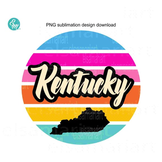 Retro sunset Kentucky map PNG sublimation designs download | Etsy