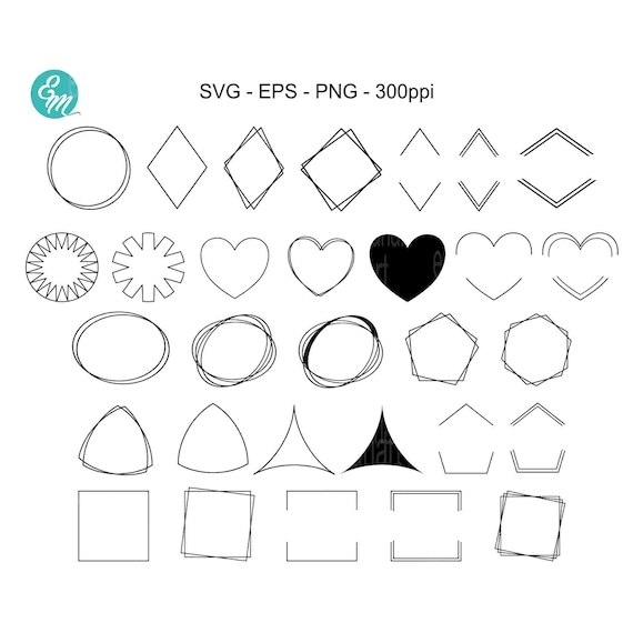 Double Frame Border Box Bundle SVG Cut Files Clipart Etsy