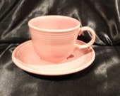 Vtg Fiesta Rose Pink Tea Cup and Saucer Set, Various Date Codes from 2000 and 2001, Excellent Condition