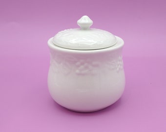 Vintage Gibson Flourish Covered Sugar Bowl, Fruit Embossed, 4 3/8", 2000-2003, Excellent Condition!